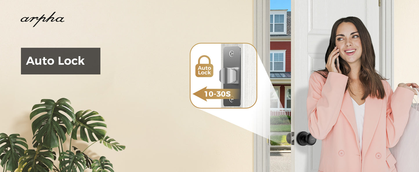 Arpha 260 Smart Door Knob Lock – Fingerprint, Password, App & Key Unlock | Silent Auto Lock