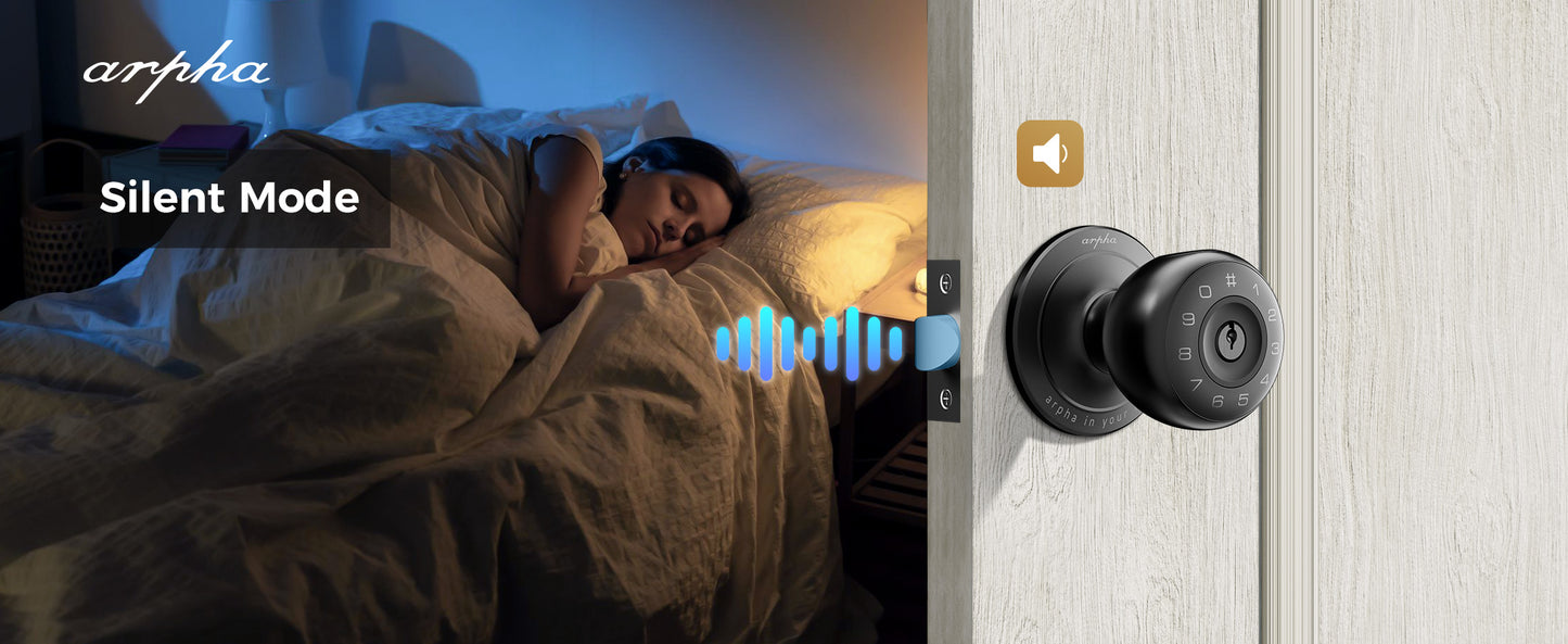 Arpha 260 Smart Door Knob Lock – Fingerprint, Password, App & Key Unlock | Silent Auto Lock