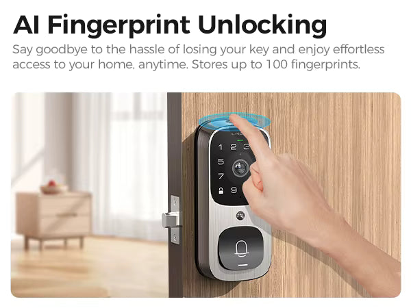 Smart Fingerprint Door Lock 502 – WiFi, Keypad, App, Fingerprint Unlock | Human Detection
